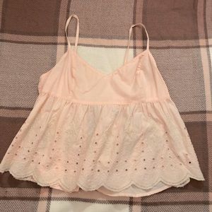 Abercrombie light pink lace embroidered top